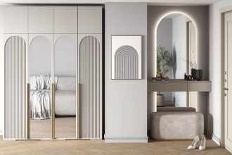 Брей-4 Хит с антресолью с зеркалами Кашемир