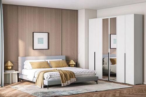 Шкаф распашной Солфорд 6 с зеркалами Белый - фото 1