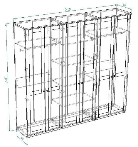 Шкаф распашной София РАХ-4 МДФ Аквамарин - фото 3