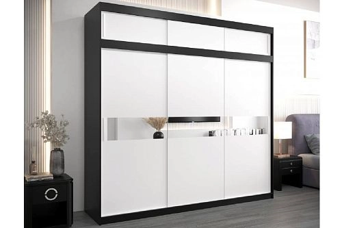 Шкаф-купе Бенито-3А Чёрный/Белый - фото 1