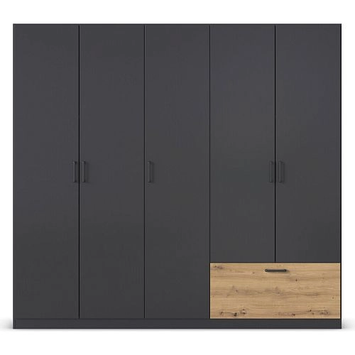 Шкаф распашной Бари-5 Черный / Дуб Бунратти - фото 3