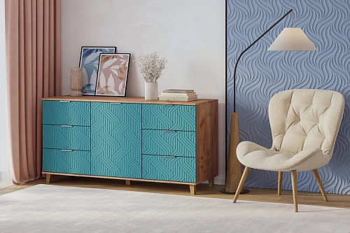 Комод Марвин 33 фрезеровка 3 Аквамарин - фото 1