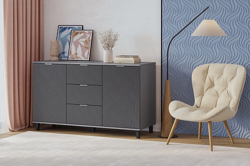 Комод Марвин 4 фрезеровка 3 Графит - фото 1