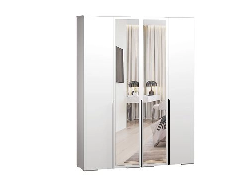 Шкаф распашной Солфорд 4 с зеркалами Белый - фото 2