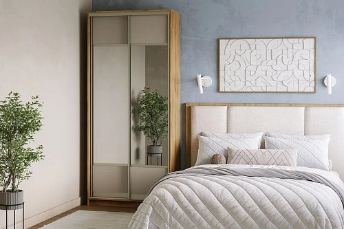 Шкаф-купе Борнео-2.6 Дуб Золотистый/Слоновая Кость - фото 1