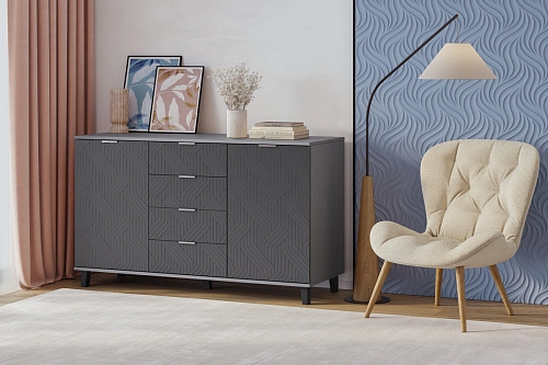 Комод Марвин 25 фрезеровка 3 Графит - фото 1