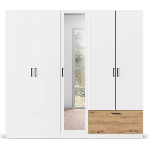 Шкаф распашной Бари-4 Белый / Дуб Бунратти - фото 3