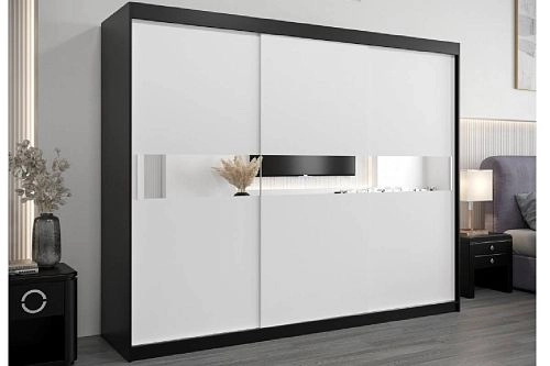 Шкаф-купе Бенито-3 Черный/Белый - фото 1