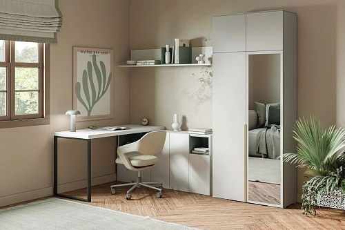 Шкаф распашной Солфорд 2 с антресолью с зеркалом Кашемир - фото 1