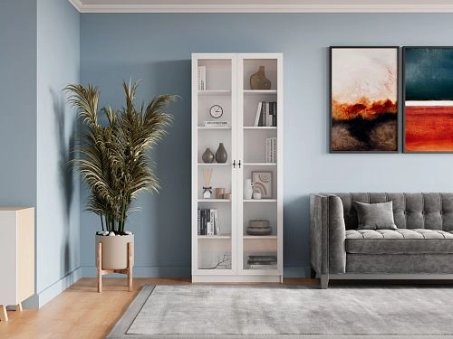 Шкаф Библиотека Билли Хелена-20 Белый/Черный - фото 1