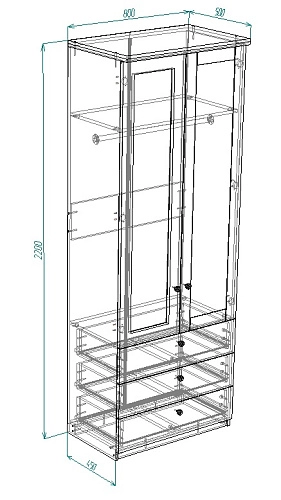 Шкаф распашной София РАХ-18 МДФ Аквамарин - фото 3