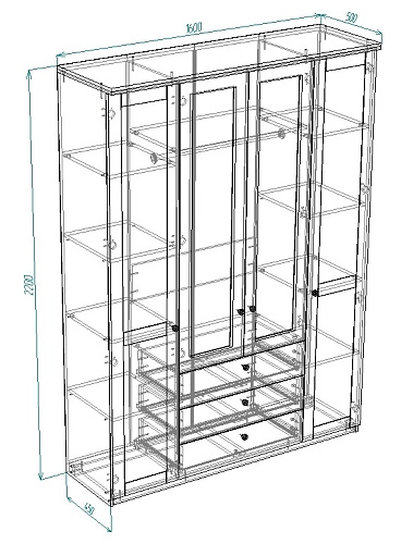 Шкаф распашной София РАХ-20 МДФ Графит - фото 3