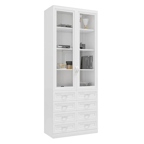 Книжный шкаф Библиограф 2.6 Рельеф Белый - фото 3