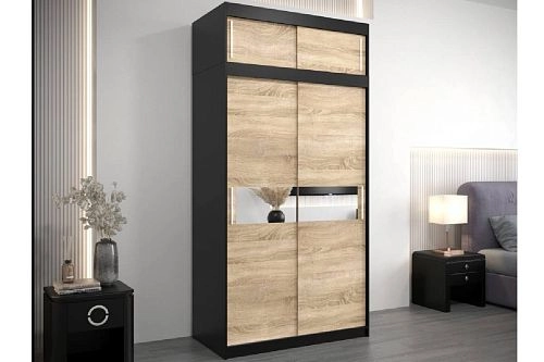 Шкаф-купе Бенито-1А Чёрный/Дуб Сонома - фото 1