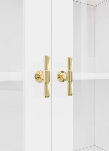 Шкаф Библиотека Билли Хелена-20 с антресолью Белый/Золотой - фото 2