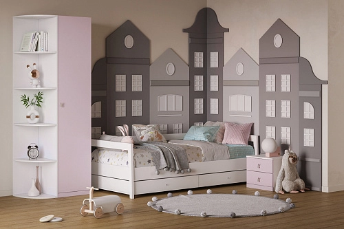 Стенка детская Банни-2 Розовый Лайт - фото 1