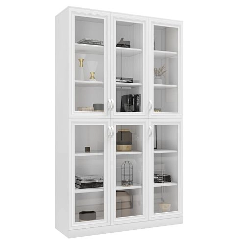 Шкаф Библиотека Библиограф 3.2 Рельеф Белый - фото 3