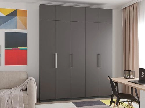 Шкаф распашной Калифорния-5 с антресолью Графит - фото 1