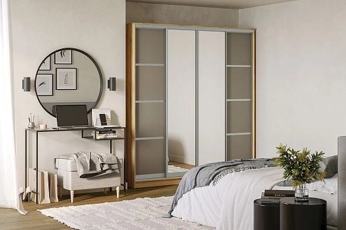 Шкаф-купе Борнео-4.4 Дуб Золотистый/Серебро - фото 1