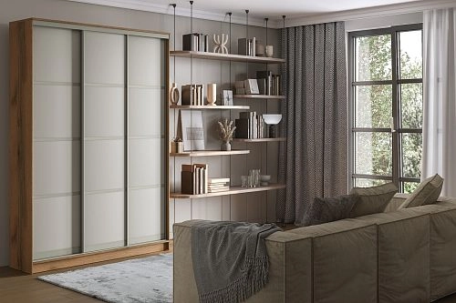 Шкаф-купе Борнео-3.2 Дуб Делано/Слоновая Кость - фото 1