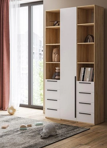 Шкаф распашной Хейсон-28 Белый Дуб Золотистый - фото 2