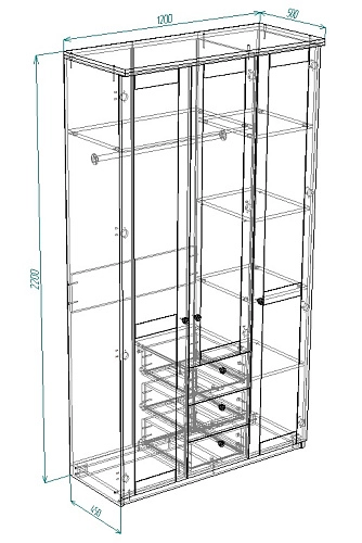 Шкаф распашной София РАХ-19 МДФ Аквамарин - фото 2