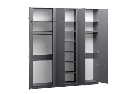 Шкаф распашной Лайт-6 с антресолью Графит - фото 3