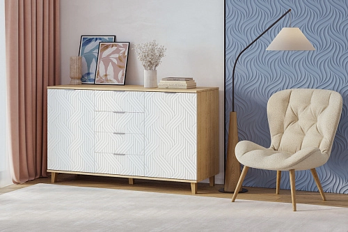 Комод Марвин 25.1 фрезеровка 3 Белый - фото 1