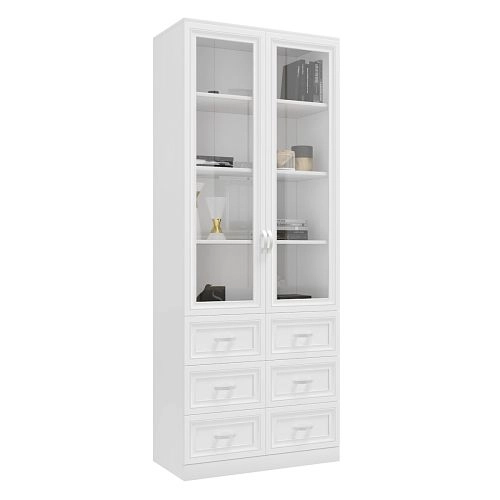 Книжный шкаф Библиограф 2.5 Рельеф Белый - фото 3