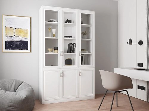 Шкаф Библиотека Библиограф 3.3 Рельеф Белый - фото 1