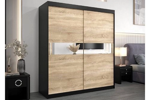 Шкаф-купе Бенито-2 Черный/Дуб Сонома - фото 1