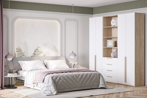 Шкаф распашной Хейсон-9 Белый Дуб Сонома - фото 1