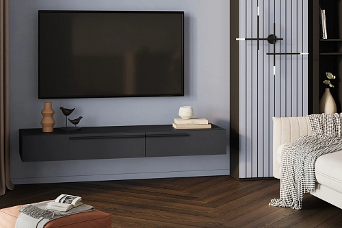 ТВ тумба подвесная Лорена Пакс-3 Черная - фото 1