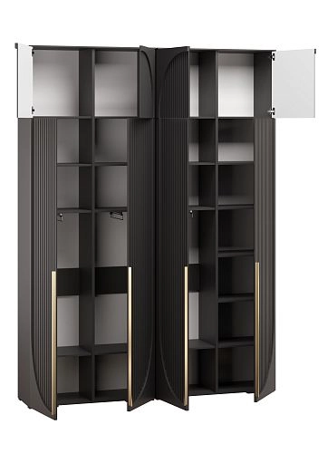 Шкаф распашной Брей-2 с антресолью Черный - фото 3