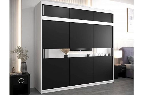 Шкаф-купе Бенито-3А Белый/Чёрный - фото 1