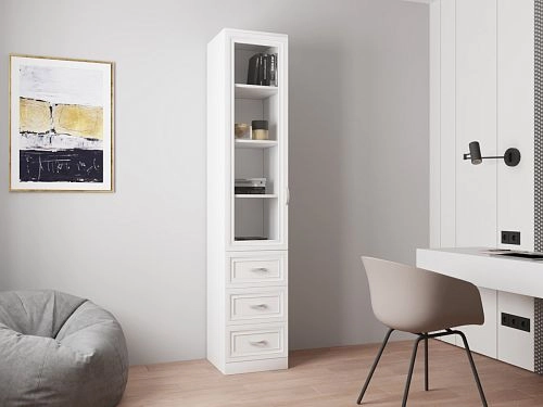 Книжный шкаф Библиограф 1.5 Рельеф Белый - фото 1