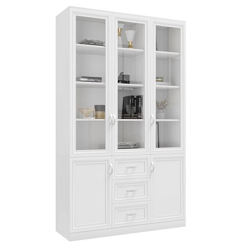 Шкаф Библиотека Библиограф 3.6 Рельеф Белый - фото 3