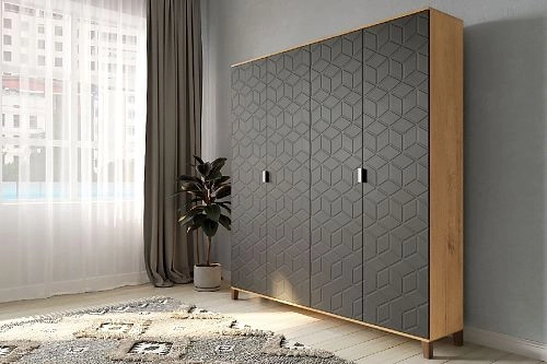 Шкаф распашной Марвин Йорк 5 фрезеровка 2 Графит - фото 1