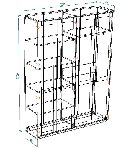Шкаф распашной София РАХ-3 МДФ Аквамарин - фото 3