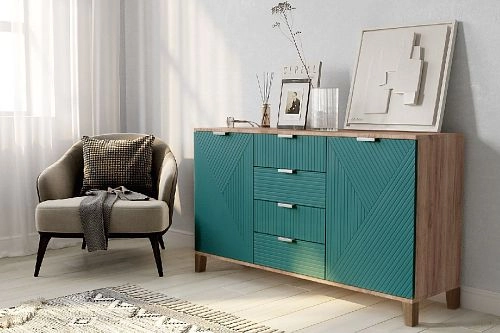 Комод Марвин Йорк 25 фрезеровка 11 Аквамарин - фото 1