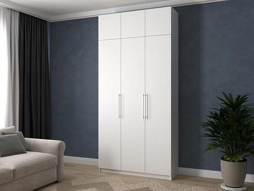 Шкаф распашной Калифорния-3 с антресолью Белый - фото 1