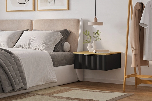 Тумба прикроватная подвесная Салерно 1 Черный - фото 1