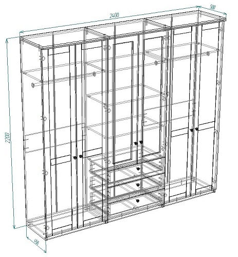 Шкаф распашной София РАХ-14 МДФ Белый - фото 3