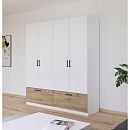 Шкаф распашной Бари-3 Белый / Дуб Бунратти