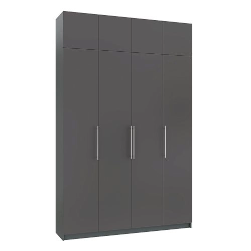 Шкаф распашной Калифорния-4 с антресолью Графит - фото 5