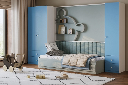 Стенка детская Банни-8 Пастельно-Синий - фото 1