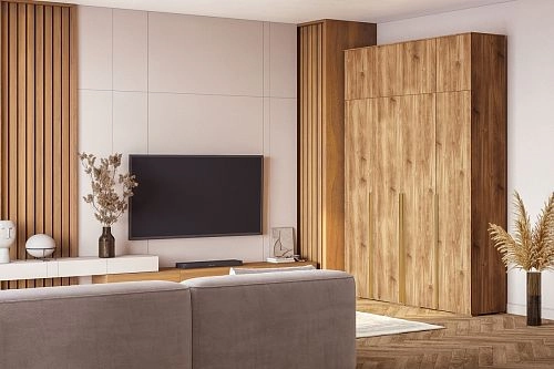 Шкаф распашной Эдинбург-4 с антресолью Дуб Кастелло коньячный - фото 1