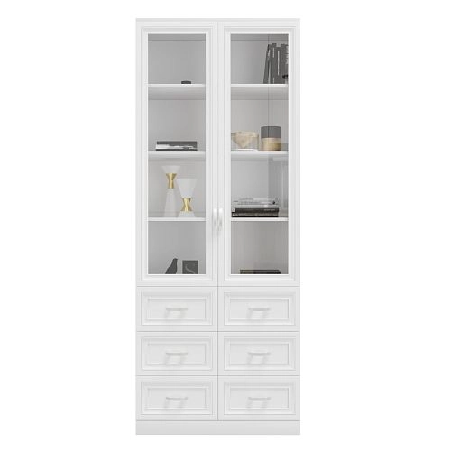 Книжный шкаф Библиограф 2.5 Рельеф Белый - фото 4