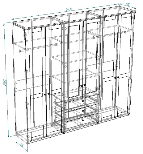 Шкаф распашной София РАХ-14 МДФ Графит - фото 3