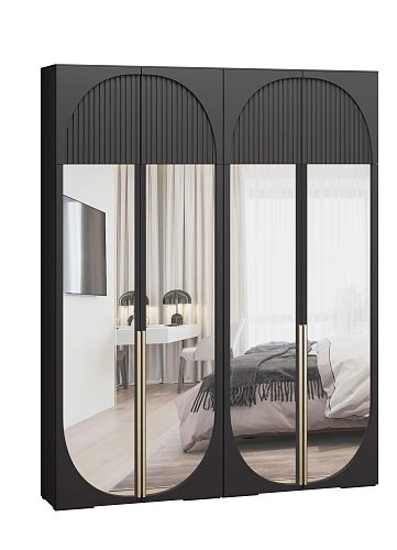 Шкаф распашной Брей-2.2 с антресолью Черный - фото 4